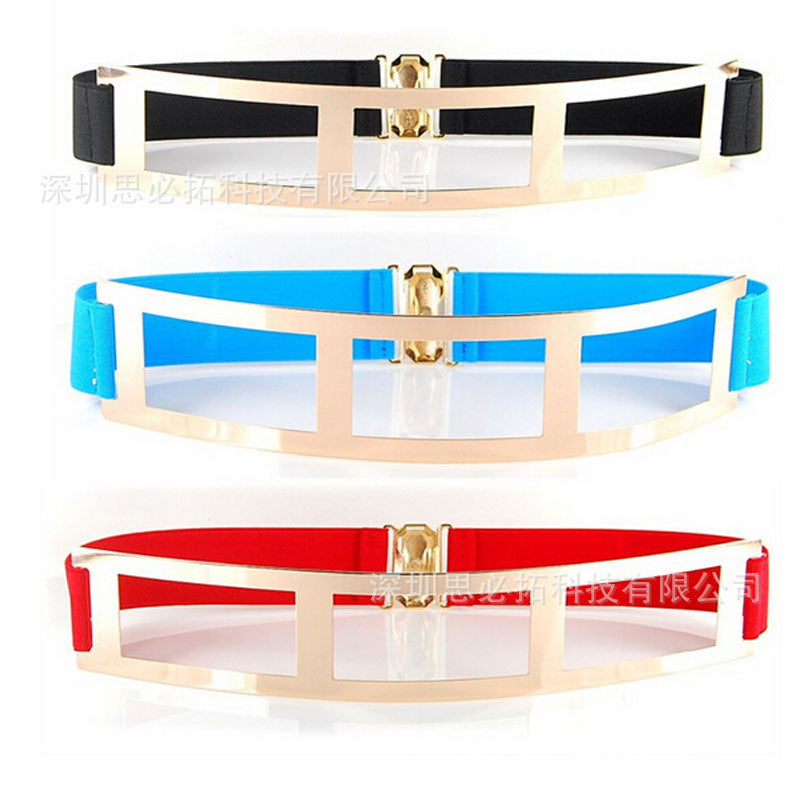 Grid hollow 6CM wide metal waist seal