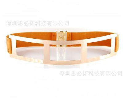 Grid hollow 6CM wide metal waist seal
