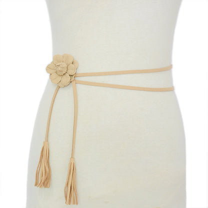 Flower suede thin waist rope