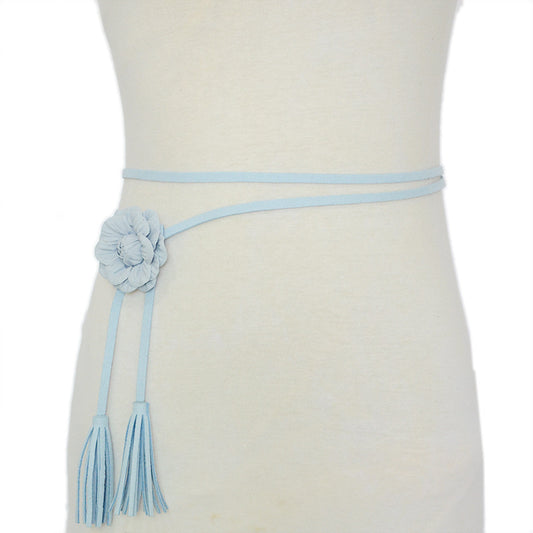 Flower suede thin waist rope