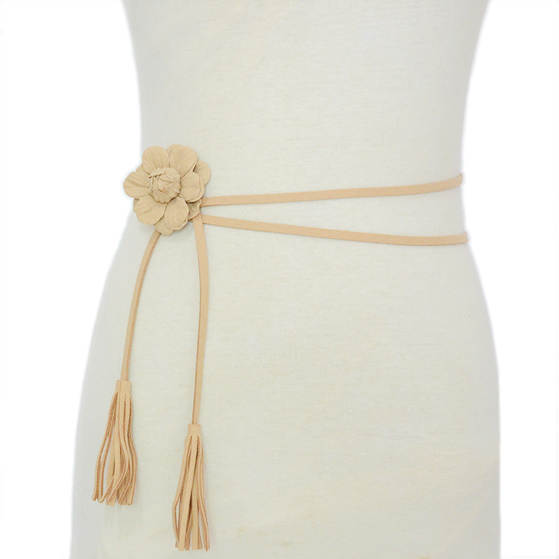 Flower suede thin waist rope