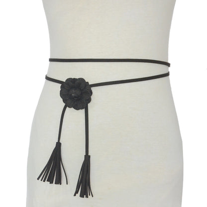 Flower suede thin waist rope