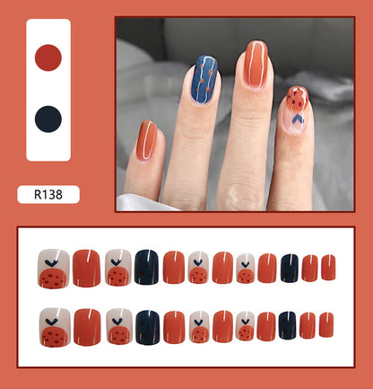 Pegatinas para decoración de uñas a presión, uñas postizas extraíbles 