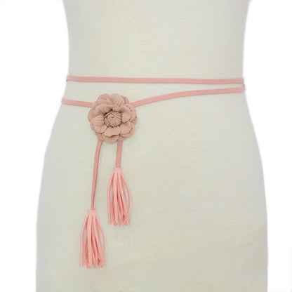 Flower suede thin waist rope