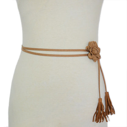 Flower suede thin waist rope