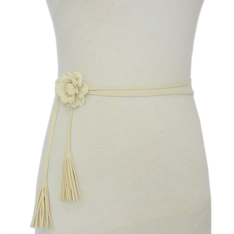 Flower suede thin waist rope