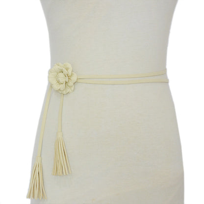 Flower suede thin waist rope