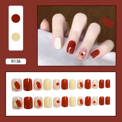 Pegatinas para decoración de uñas a presión, uñas postizas extraíbles 