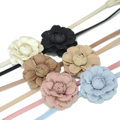 Flower suede thin waist rope