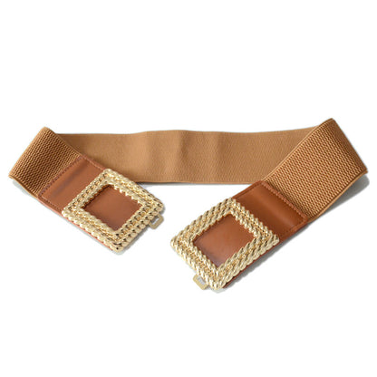 Elastic belt waist square buckle wide waist seal