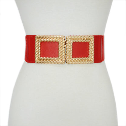 Elastic belt waist square buckle wide waist seal