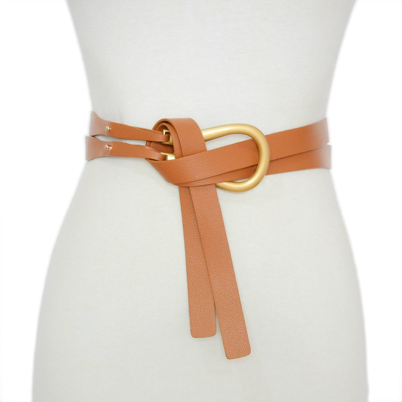 Horseshoe buckle imitation leather belt