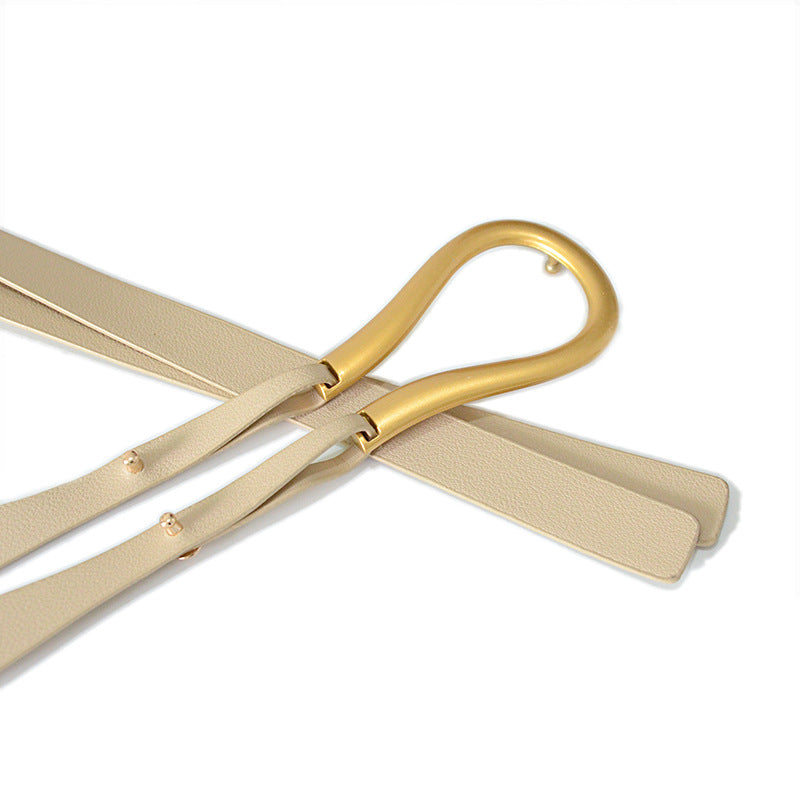 Horseshoe buckle imitation leather belt