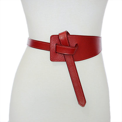 Double layer real cowhide wide waist seal