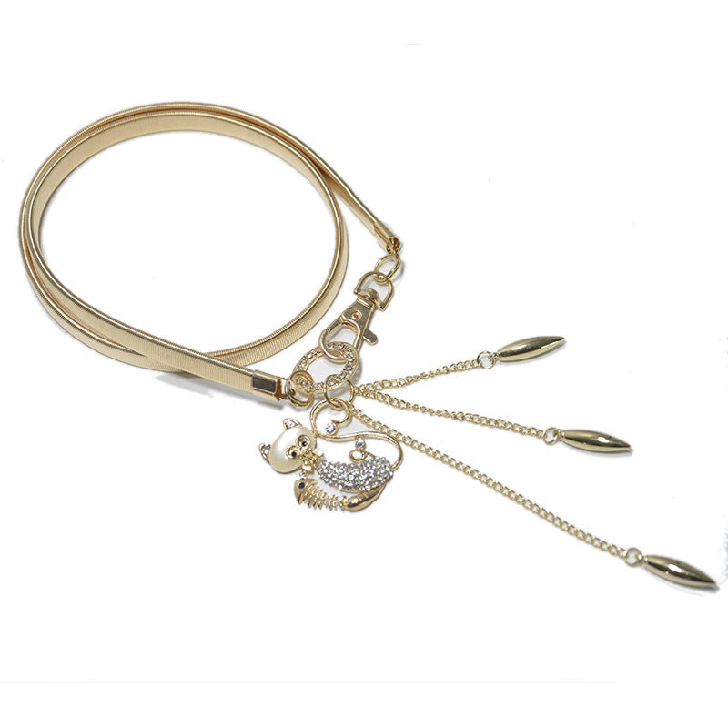 Goldfish rhinestone inlaid pendant waist chain