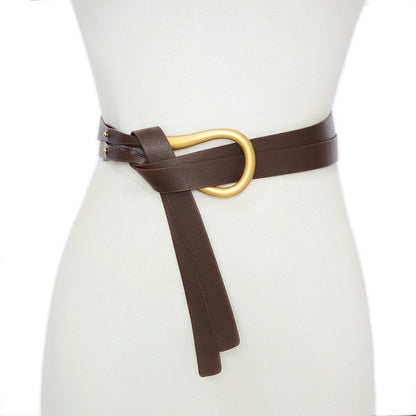 Horseshoe buckle imitation leather belt