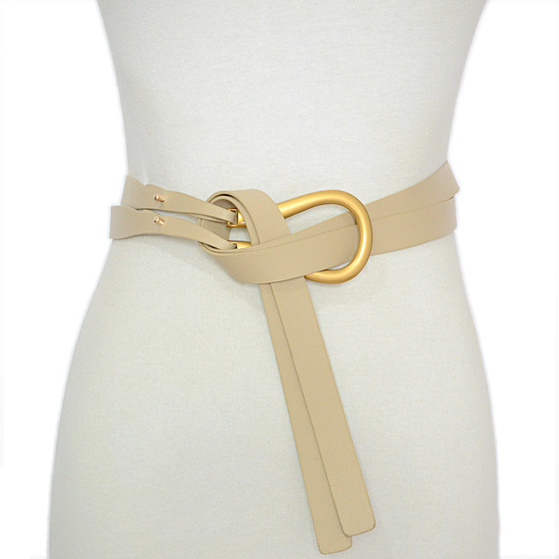 Horseshoe buckle imitation leather belt