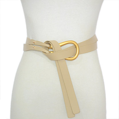 Horseshoe buckle imitation leather belt