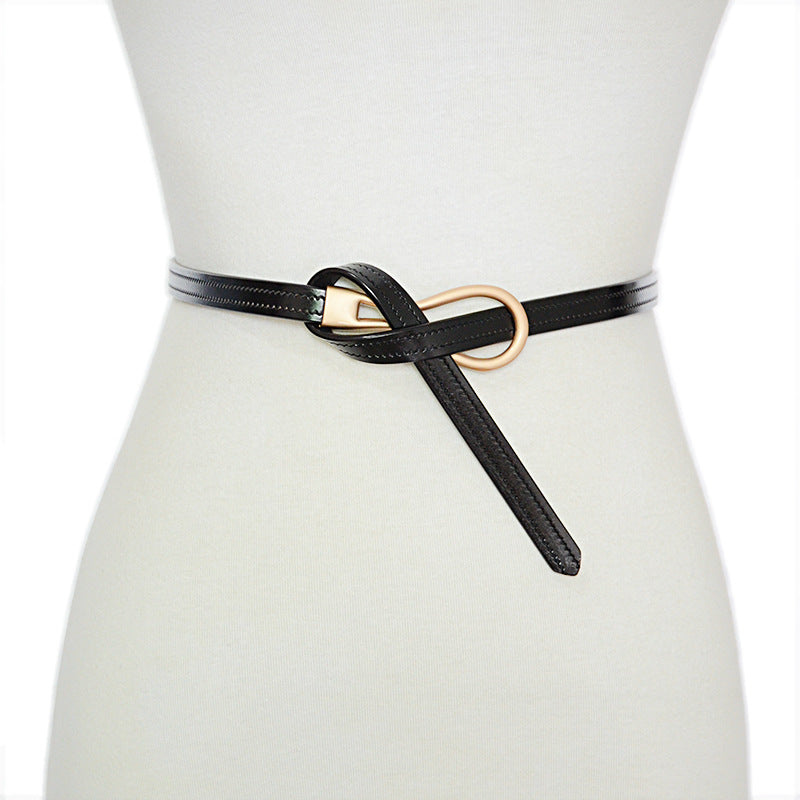 Real cowhide thin belt