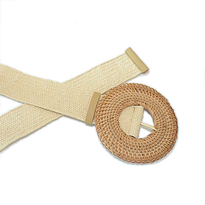 Round buckle wide waist seal elastic waistband