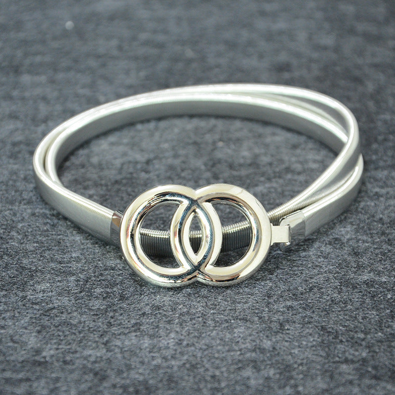 Heart buckle elastic metal waist chain