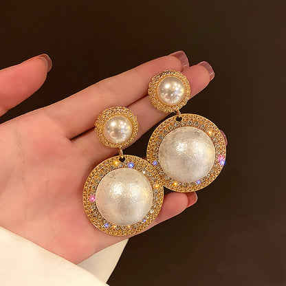 Pendientes de perlas grandes con forma de aguja de plata S925 