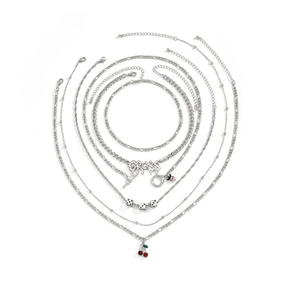 Exaggerated letter cherry necklace set