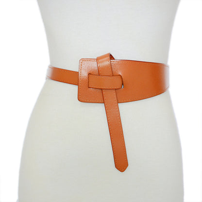 Double layer real cowhide wide waist seal