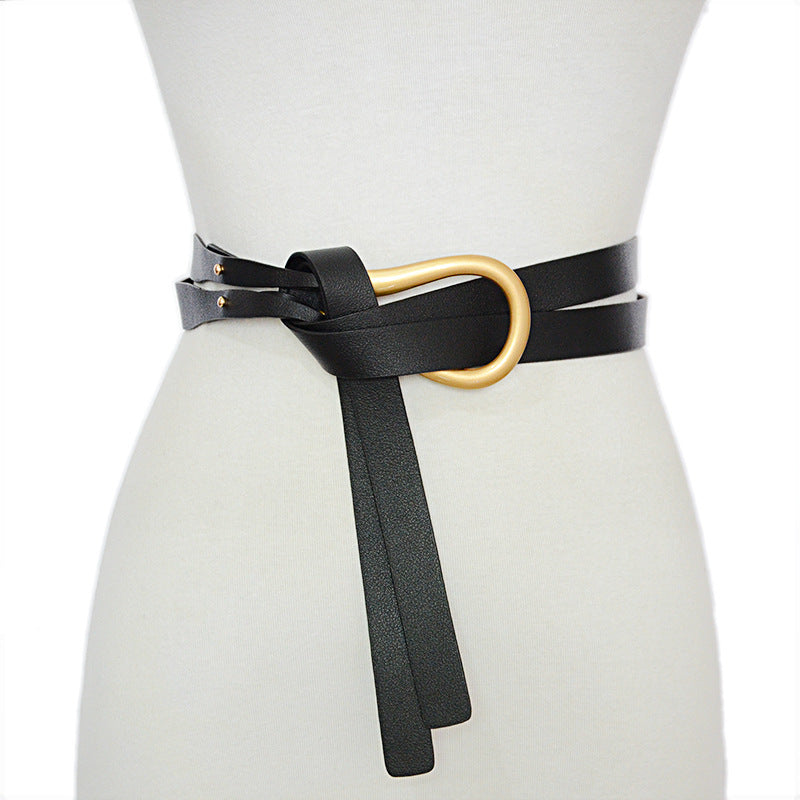 Horseshoe buckle imitation leather belt