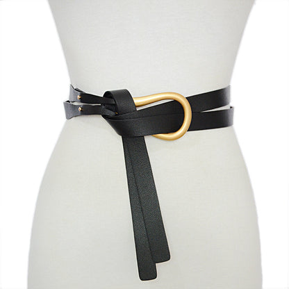 Horseshoe buckle imitation leather belt