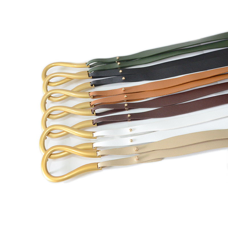 Horseshoe buckle imitation leather belt