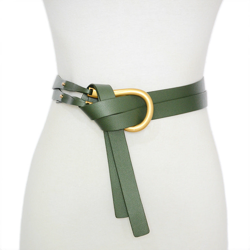 Horseshoe buckle imitation leather belt