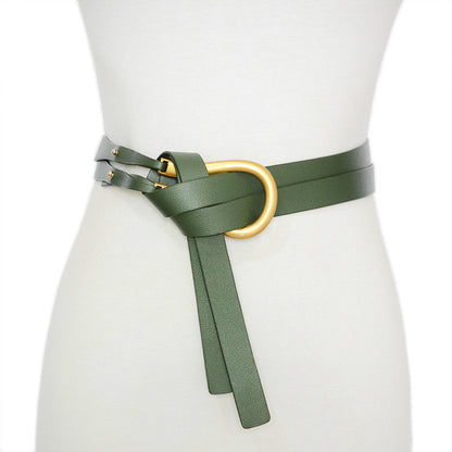 Horseshoe buckle imitation leather belt