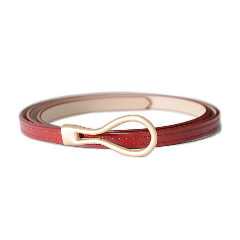 Real cowhide thin belt