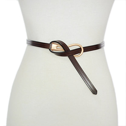 Real cowhide thin belt