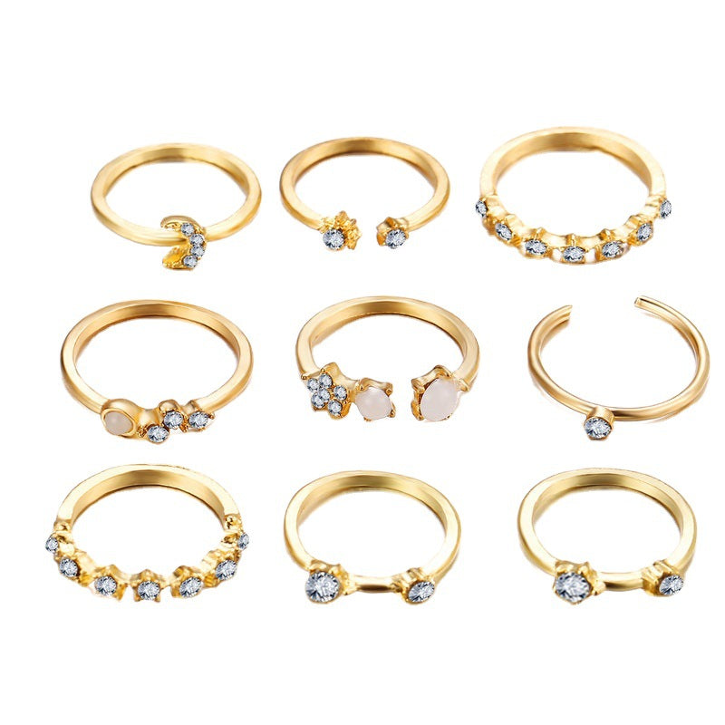 Star & Crescent 9-Piece Ring Set
