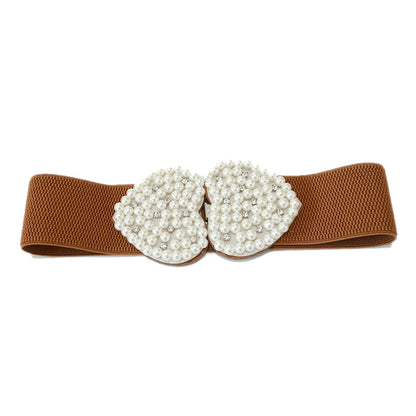 Pearl belt elastic wide belt