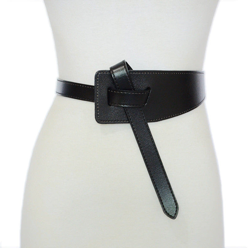 Double layer real cowhide wide waist seal