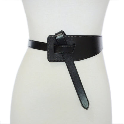 Double layer real cowhide wide waist seal