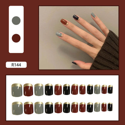 Pegatinas para decoración de uñas a presión, uñas postizas extraíbles 