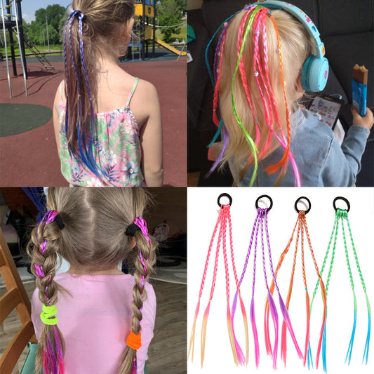 Trenza de cuerda para cabello con degradado colorido 
