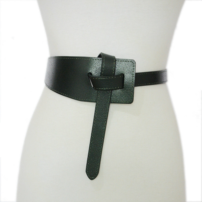 Double layer real cowhide wide waist seal