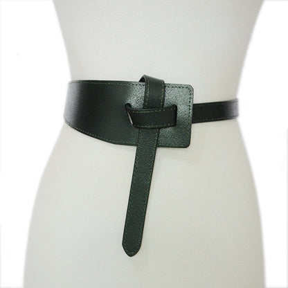 Double layer real cowhide wide waist seal