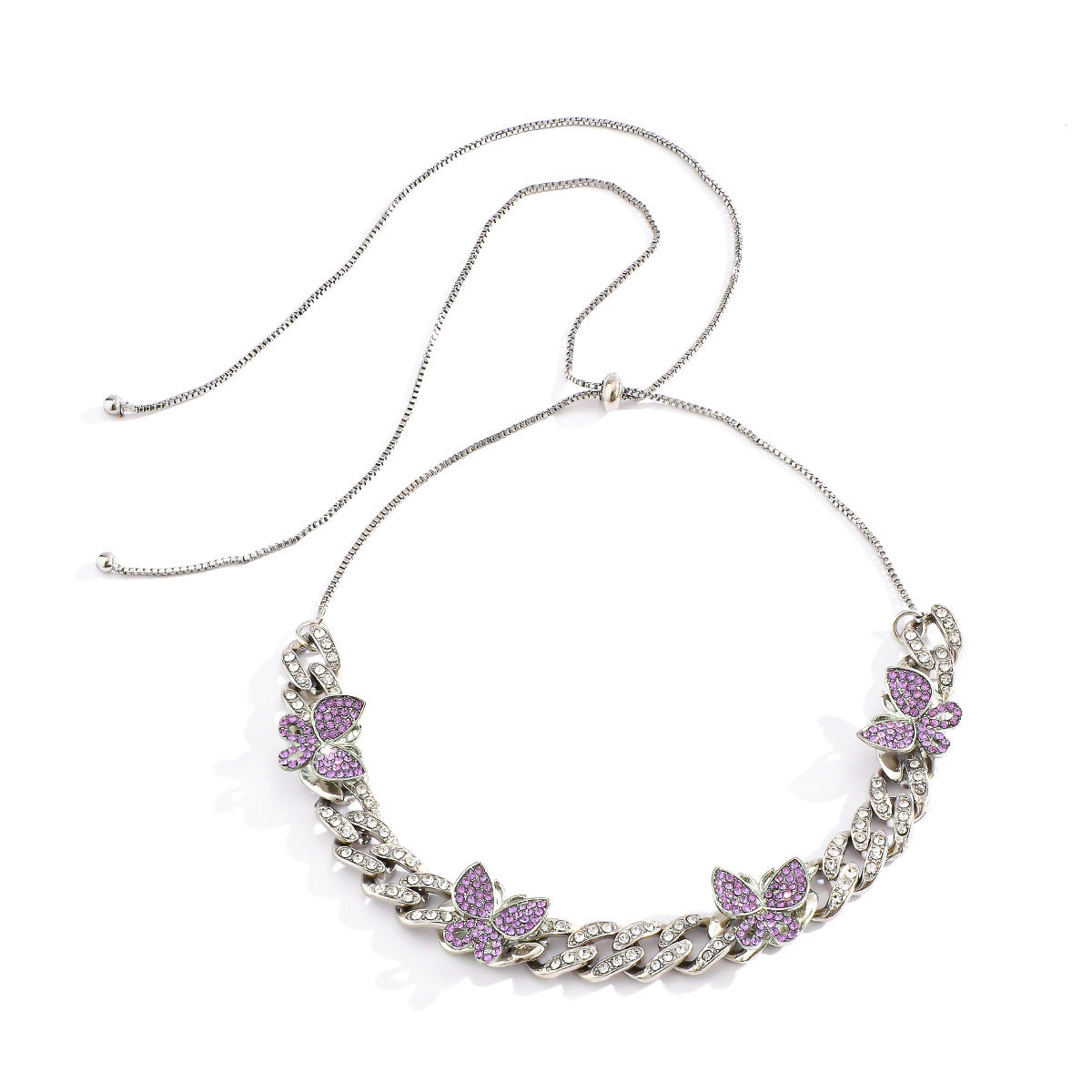 Colorful Diamond Butterfly Necklace