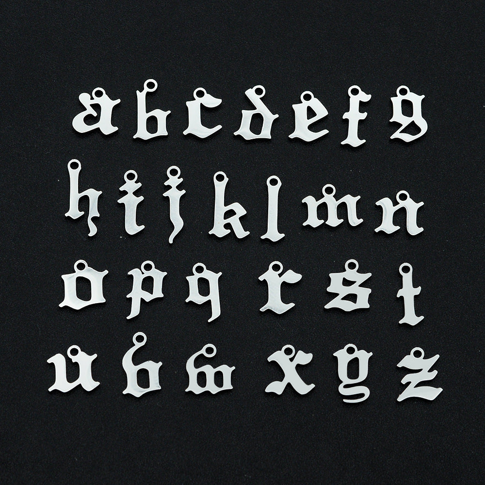 5 pcs/titanium steel hollow letter pendant