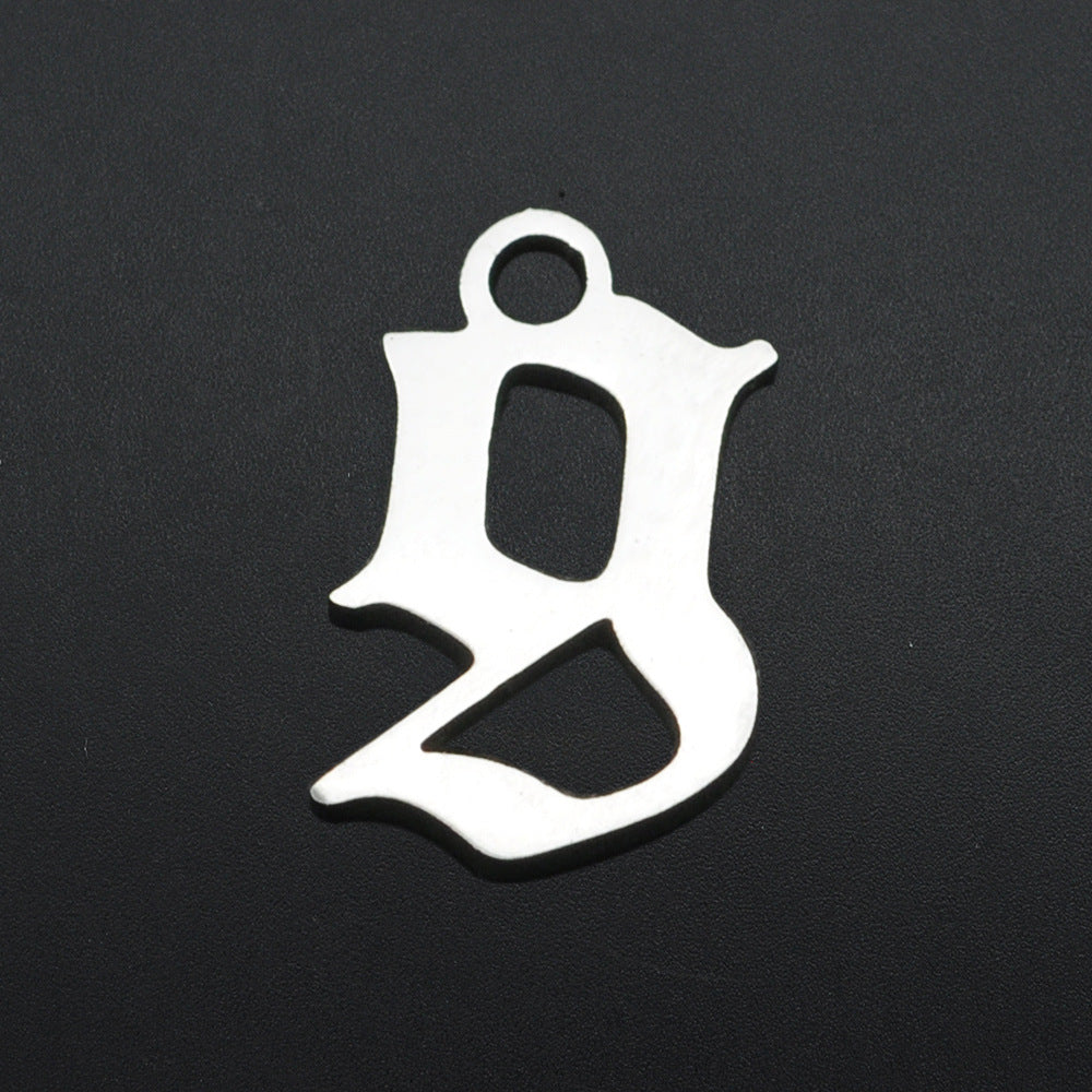 5 pcs/titanium steel hollow letter pendant
