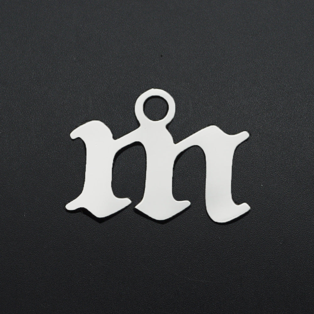 5 pcs/titanium steel hollow letter pendant