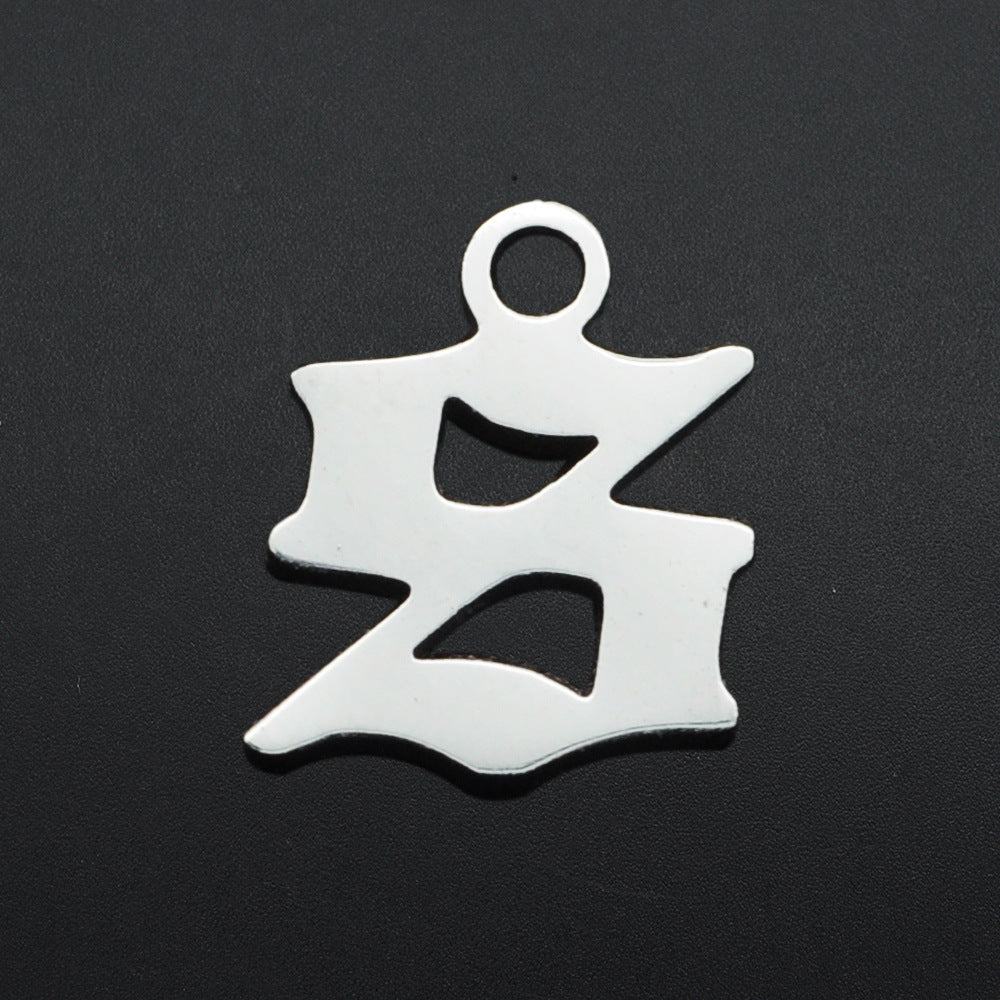 5 pcs/titanium steel hollow letter pendant