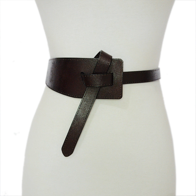 Double layer real cowhide wide waist seal