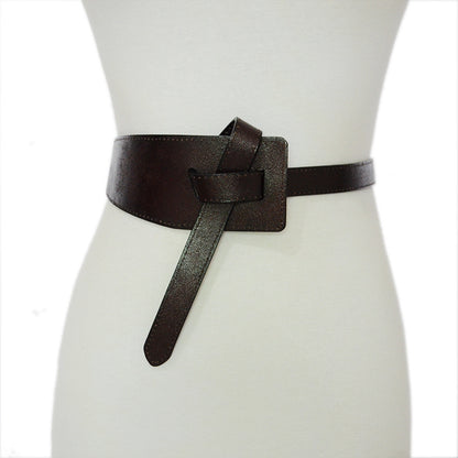 Double layer real cowhide wide waist seal